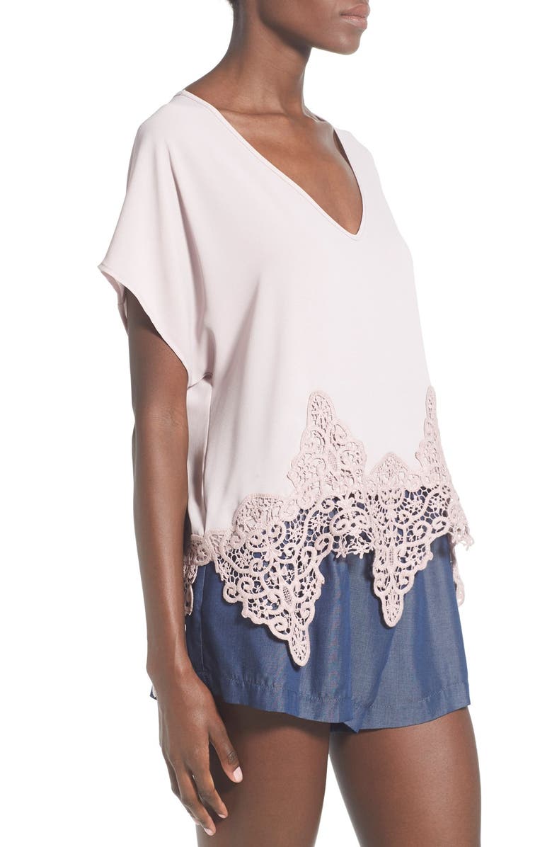 ASTR the Label ASTR Crochet Hem Tee, Alternate, color, 
