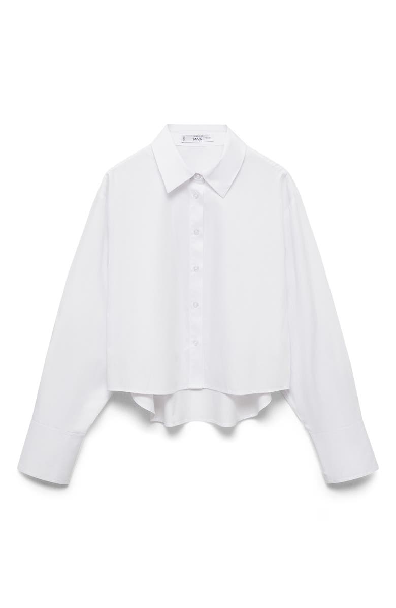MANGO Caro Crop Button-Up Shirt, Alternate, color,