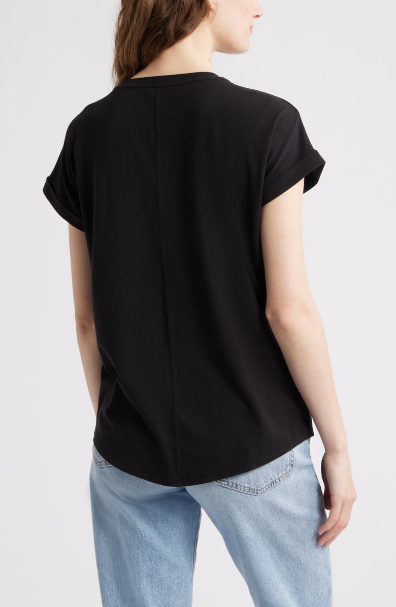 Caslon<sup>®</sup> Cuff Sleeve T-Shirt, Alternate, color, Black