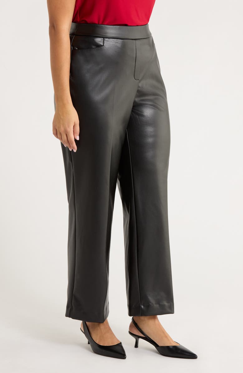 KASPER Faux Leather Pants, Alternate, color, Black