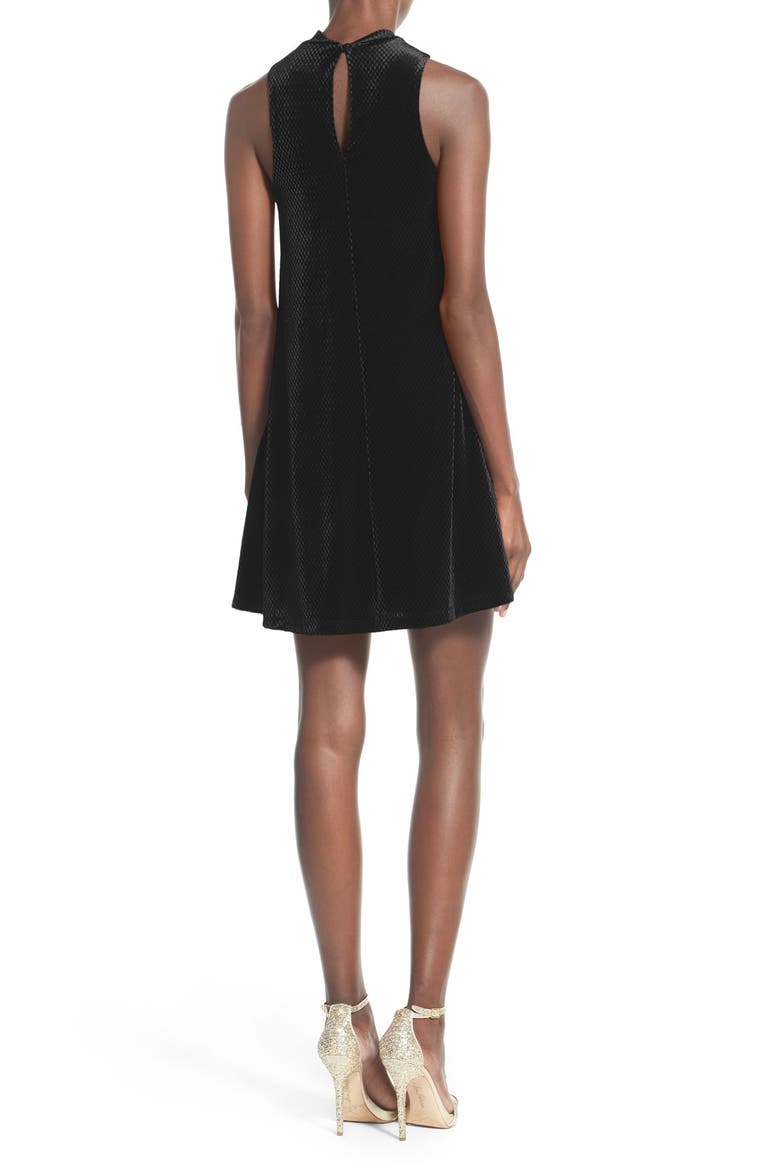 Mock Neck Velvet Shift Dress, Alternate, color, BLACK