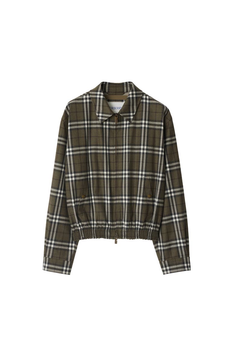 Burberry Check Bonded Wool Harrington Jacket, Alternate, color, Shrub Green/Yew Green