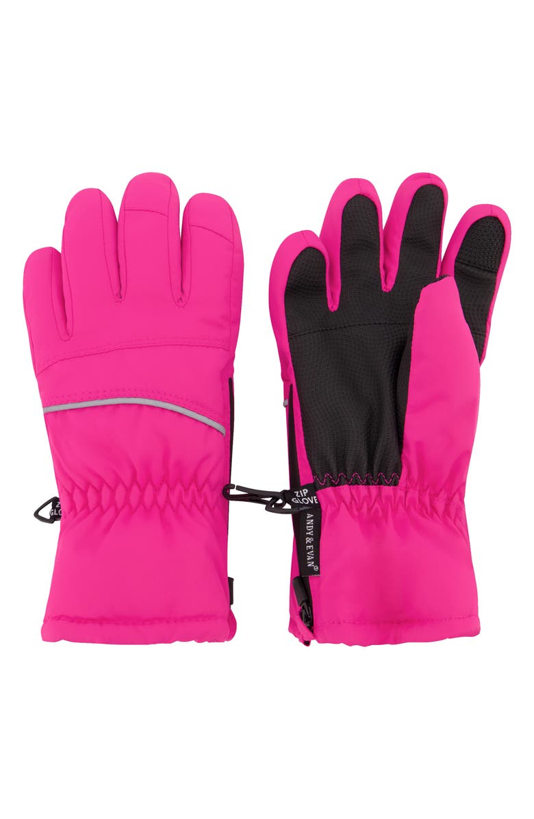 Andy & Evan Kids' Zip Gloves, Main, color, Hot Pink