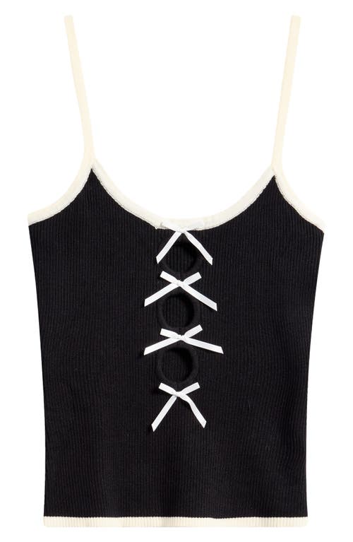 Lioness Kiss Me Bow Keyhole Camisole In Onyx