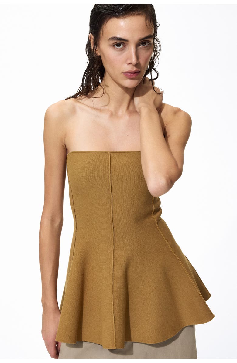 H&M Peplum Tube Top, Alternate, color, Beige