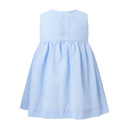 Rachel Riley Check Bow Dress & Bloomers In Blue