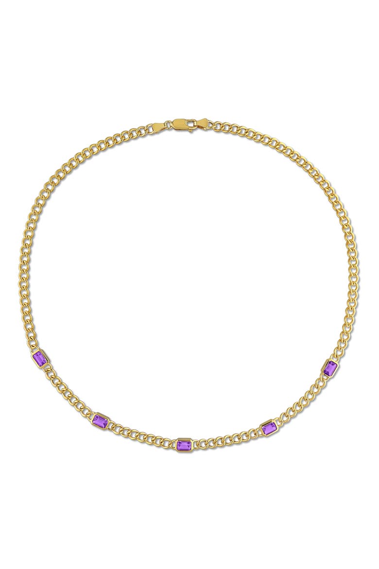 Birthstone Curb Link Station Necklace 14k, Alternate, color, Amethyst