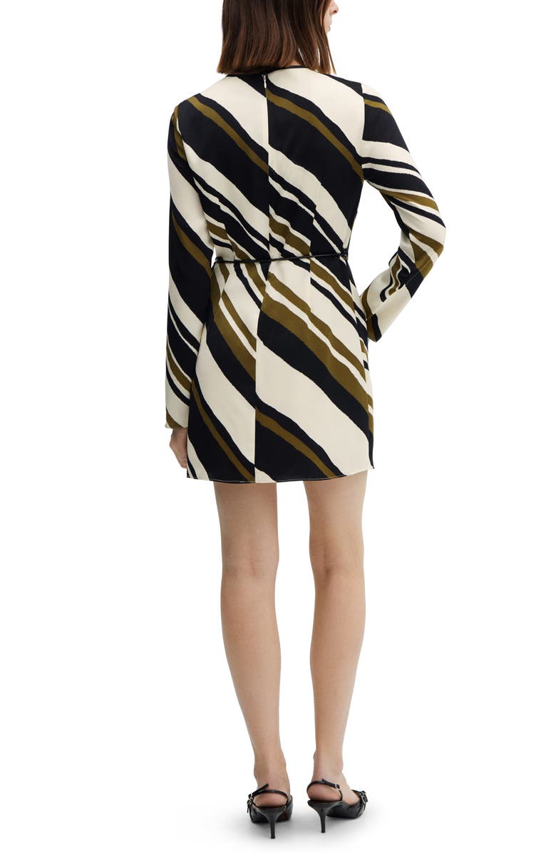 MANGO Diagonal Stripe Long Sleeve Minidress, Alternate, color, Black