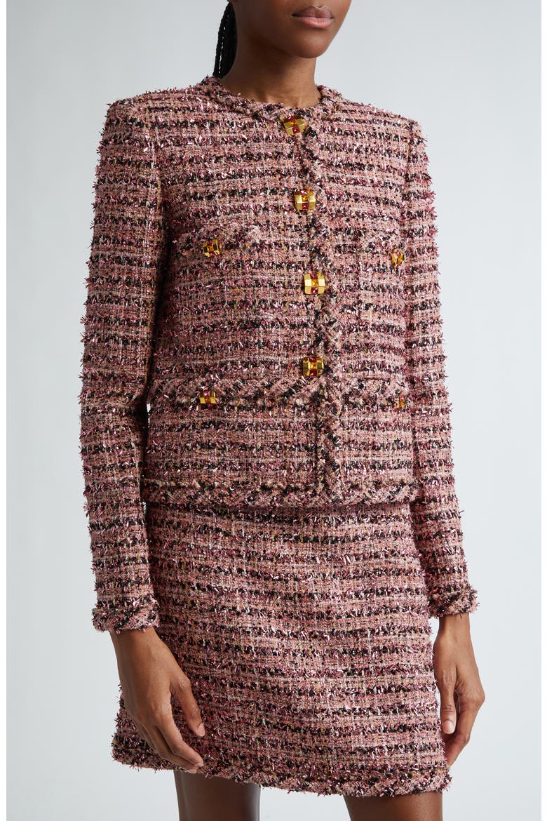 Metallic Eyelash Tweed Jacket, Alternate, color, NPPM NAPA PINK MULTI