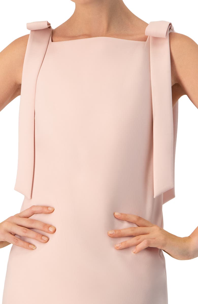 IVONNE Short Solid Dress with Bow Straps, Alternate, color, Dusty Pink