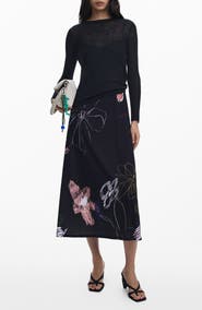 Desigual Mixed Media Long Sleeve Midi Dress