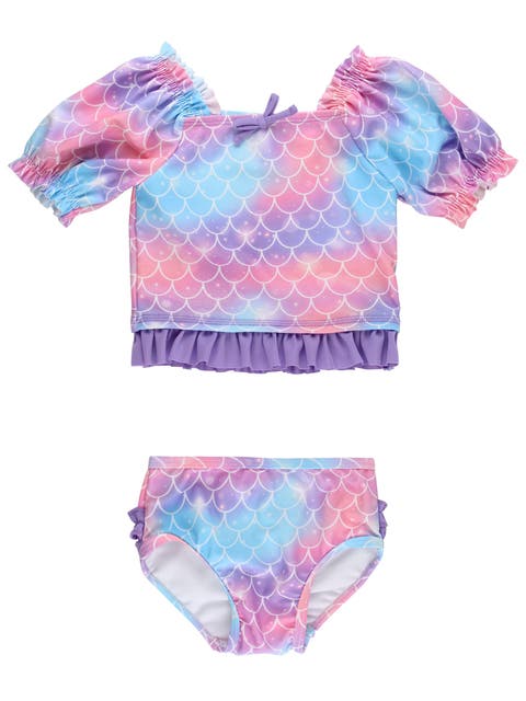 UPF50+ Puff Sleeve Ruffle Tankini 2-Piece Swimsuit