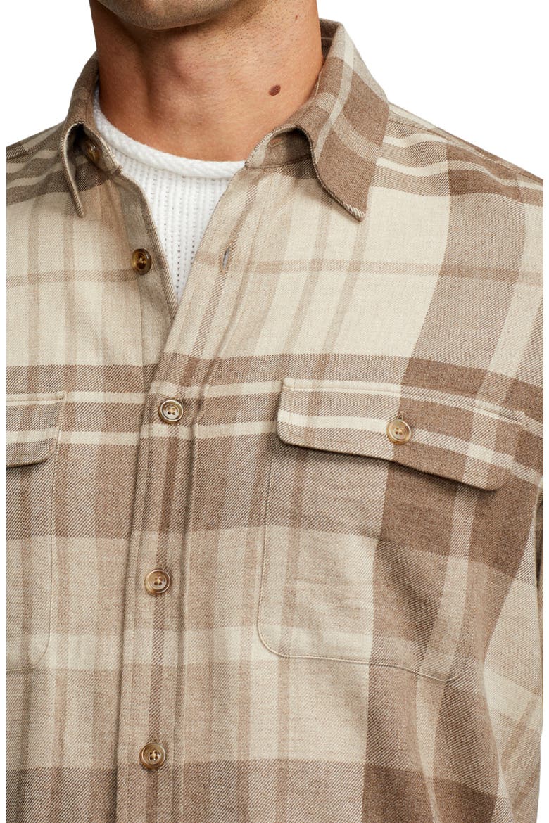 Cooper Plaid Wool, Silk & Cashmere Button-Up Shirt, Alternate, color, TRUFFLE/ TAUPE