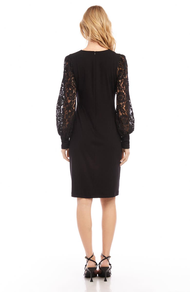 Karen Kane Mixed Media Long Sleeve Sheath Dress, Alternate, color, 