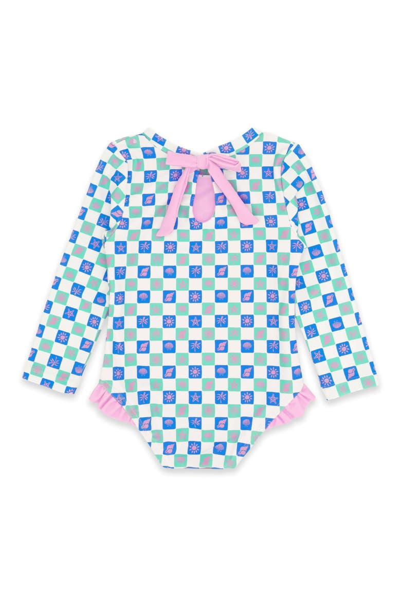 Kids' Coastal Cutie Long Sleeve UPF 50+ One-Piece Rashguard Swimsuit, Alternate, color, WHITE