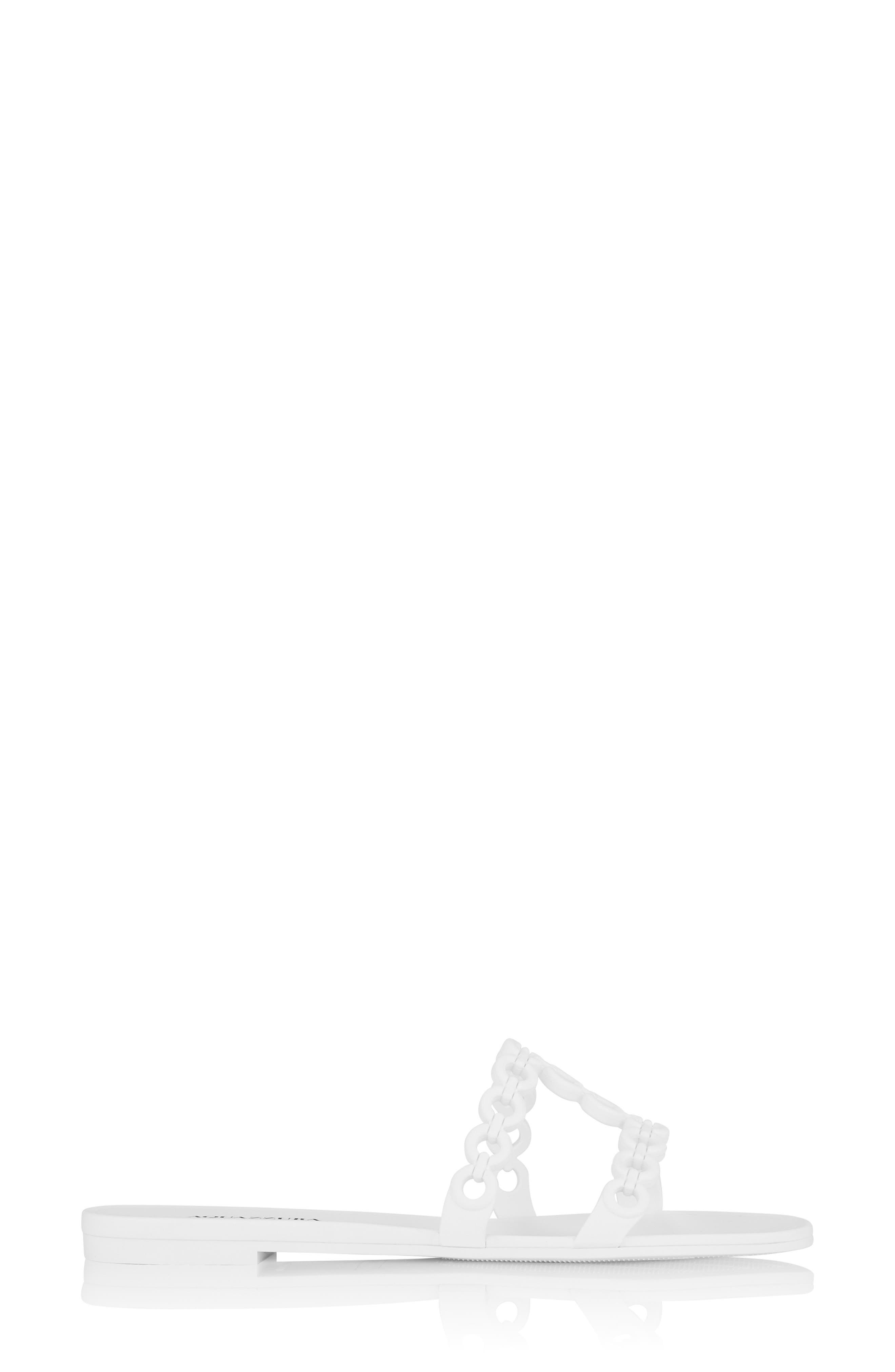 Aquazzura Infinity Chain Jelly Slide Sandal, Alternate, color, White