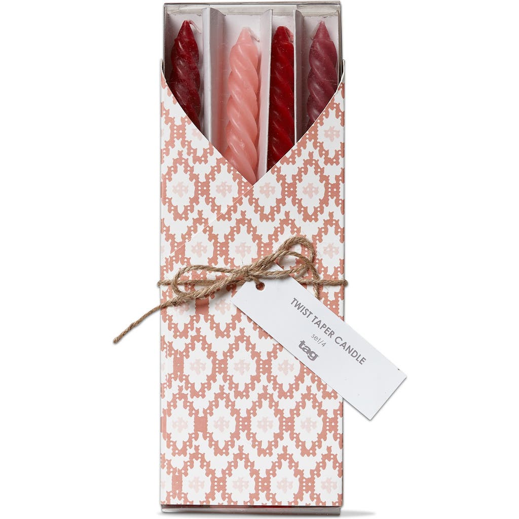 Tag Twist Spiral Taper Candles Set Of 4 Pink Red Burgundy In Multi