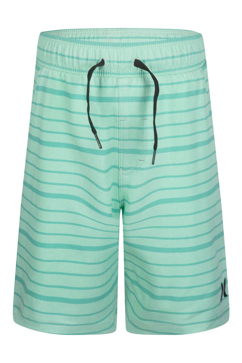Kids' Stretch Heathered Hybrid Shorts, Main, color, GREEN GLOW