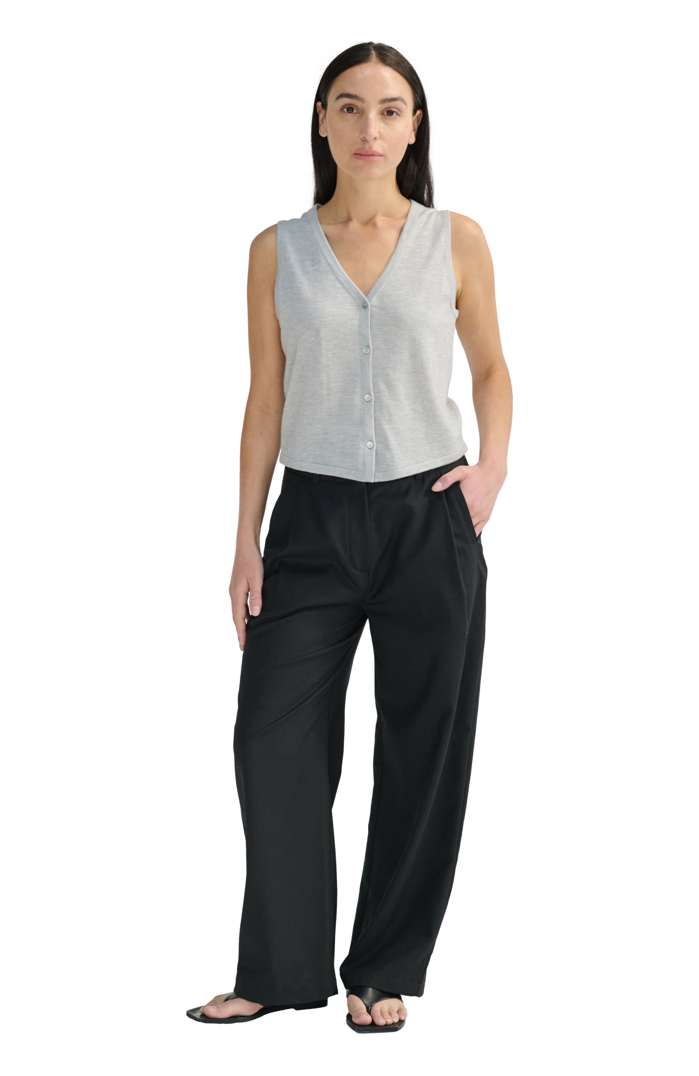 Knit Button Closure Vest