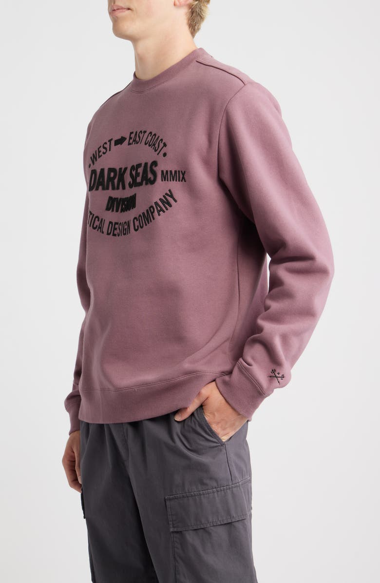 DARK SEAS Waterloo Logo Appliqué Crewneck Sweatshirt, Alternate, color, Rose
