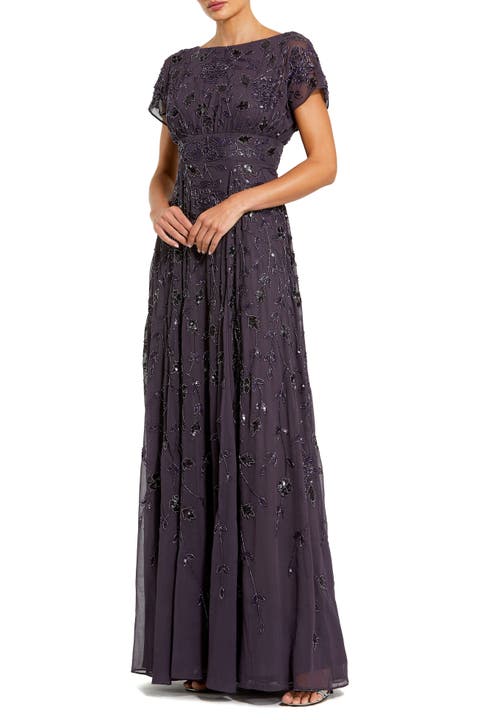 Embellished Georgette A-Line Gown