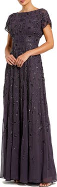 Mac Duggal Embellished Georgette A-Line Gown
