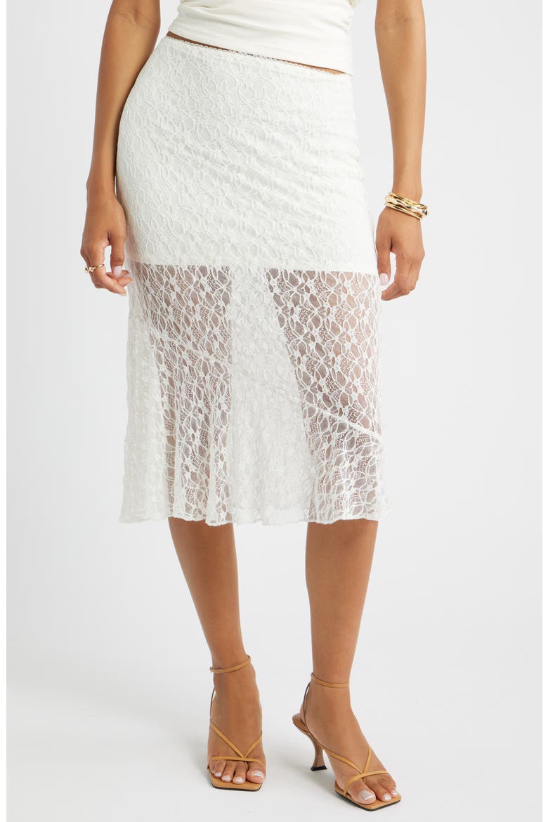Lace Midi Skirt, Main, color, IVORY