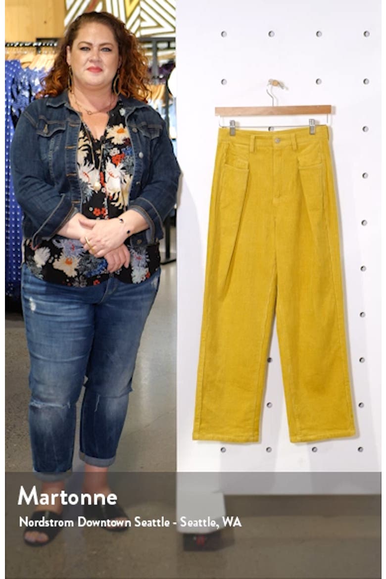 High Waist Cotton Corduroy Trousers video