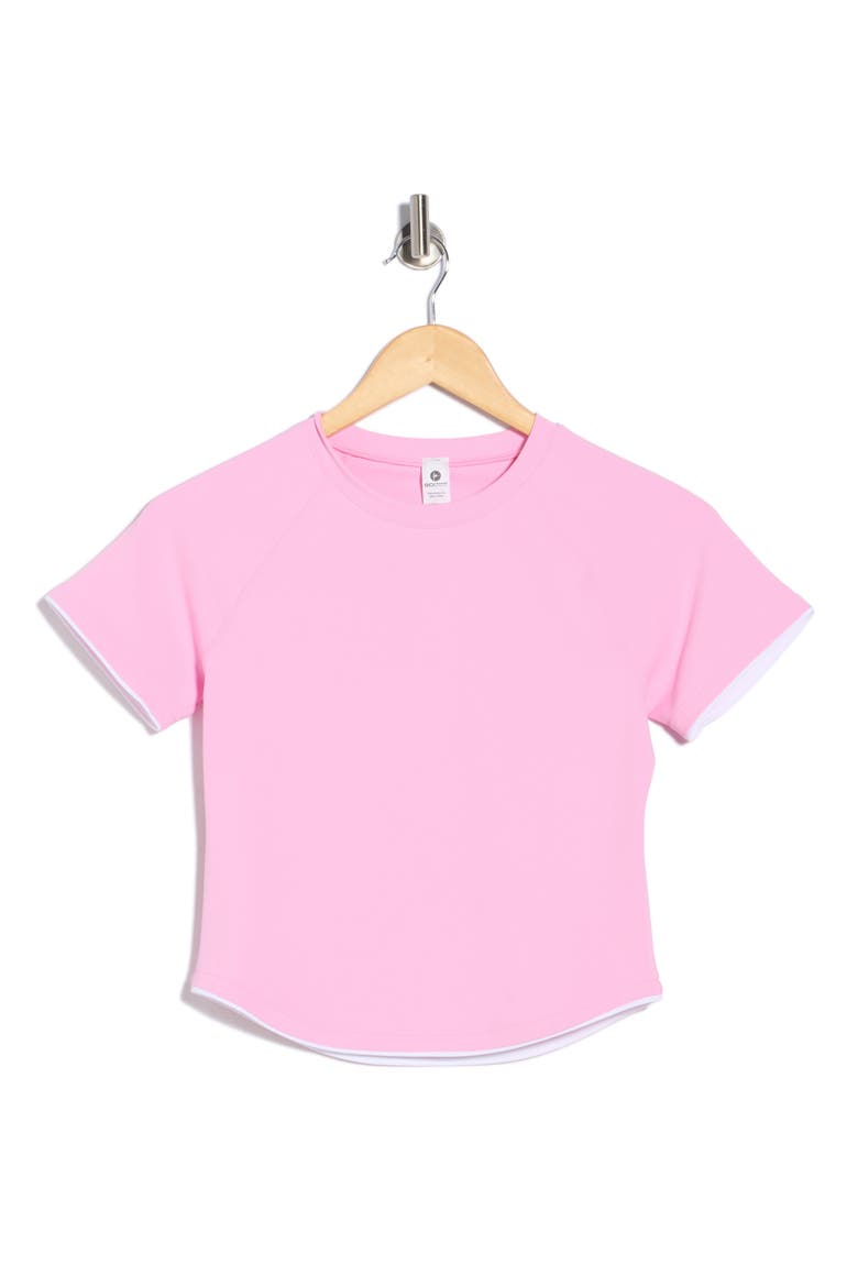 Nudetech Volley Club Crop T-Shirt, Alternate, color, PINK PEONY/ WHITE