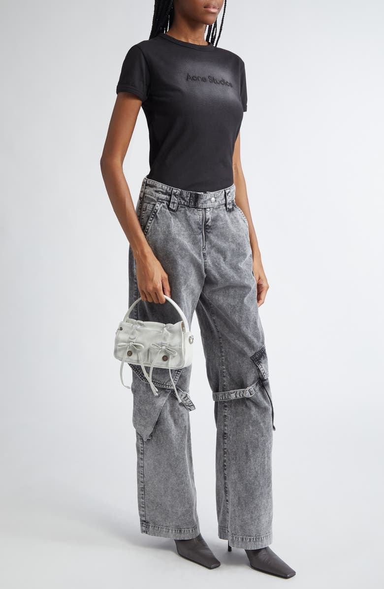 Acne Studios Etza Faded Embroidered Logo Fitted Cotton T-Shirt, Alternate, color, Faded Black