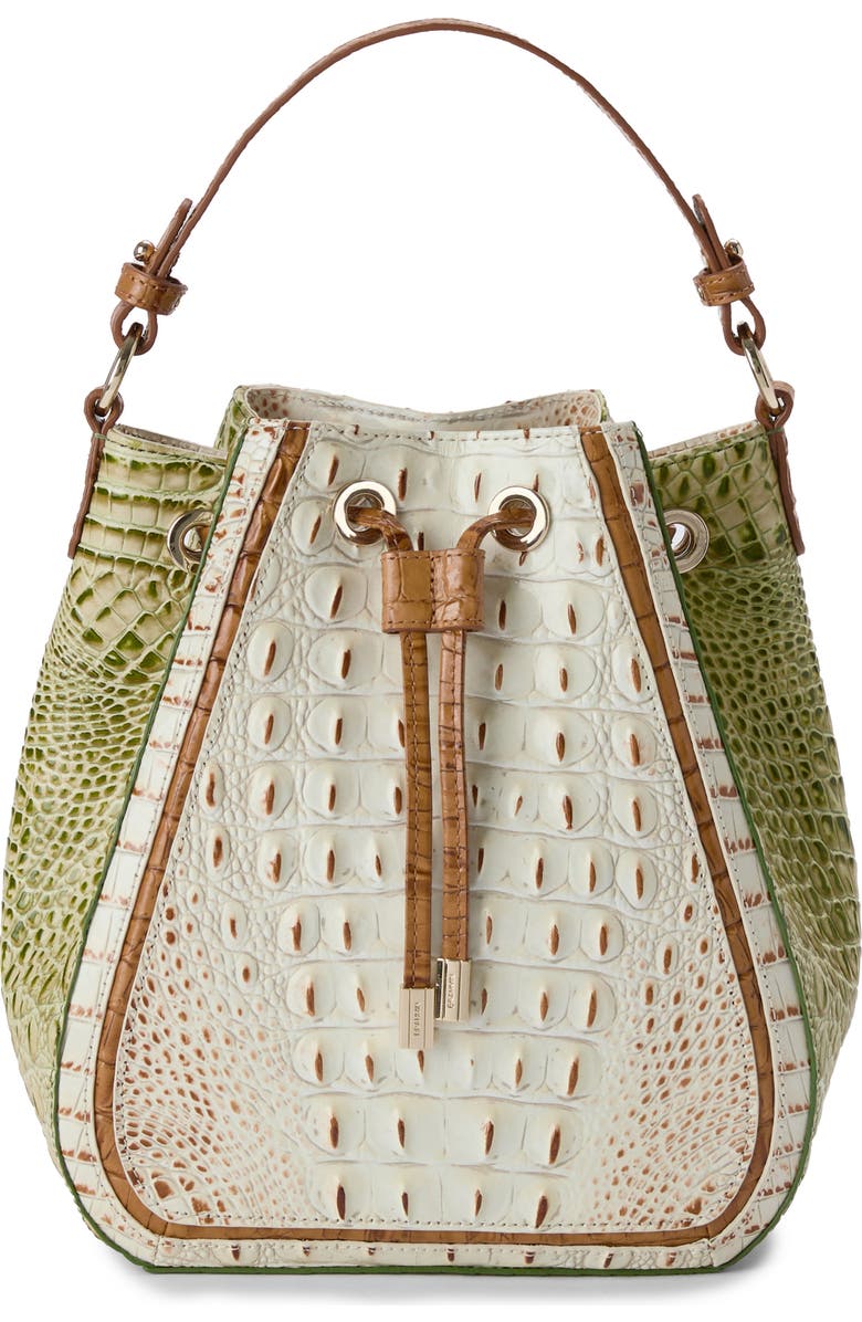 Brahmin Melinda Colorblocked Croc Embossed Leather Bucket Bag, Main, color,