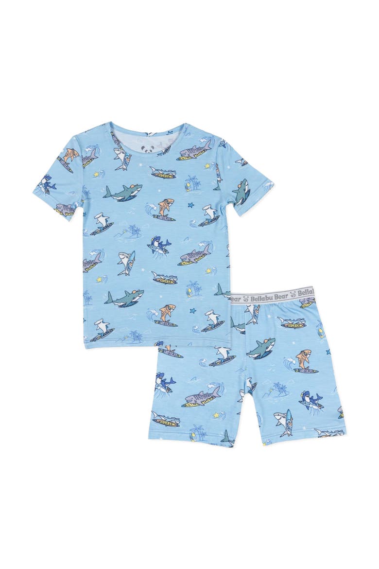 Shark School Kids 2-Piece Short Sleeve & Shorts Pajama Set, Main, color, Shark School
