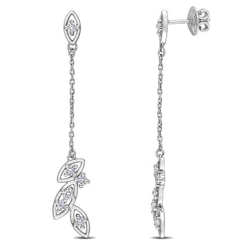 Diamond Dangle Drop Earrings 14k White Gold