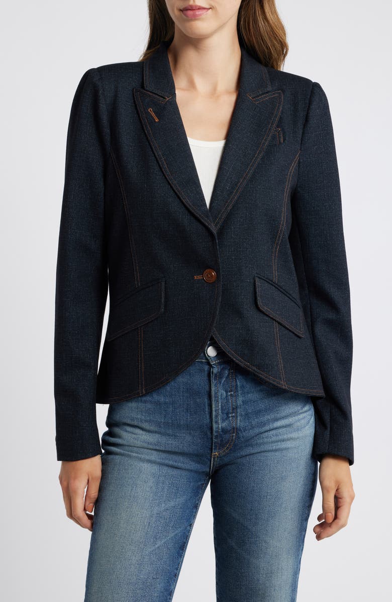 Wit & Wisdom Crop Knit Blazer, Alternate, color, Dark Indigo