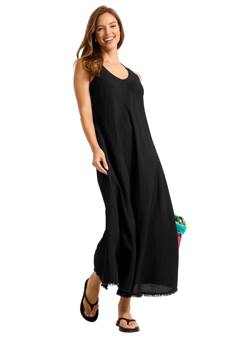 St. Lucia Cover-Up Midi Dress, Alternate, color, BLACK