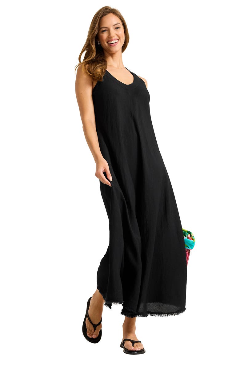 Tommy Bahama St. Lucia Cover-Up Midi Dress, Alternate, color, Black