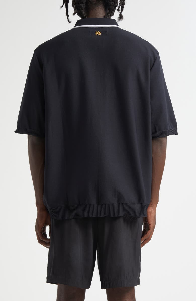 AMIRI Script Knit Button-Up Shirt, Alternate, color, Black