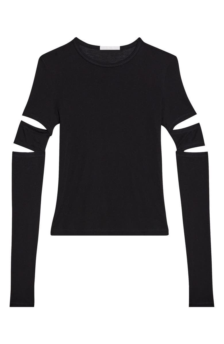 Helmut Lang Slash Sleeve Pima Cotton Blend Knit Top, Alternate, color, 