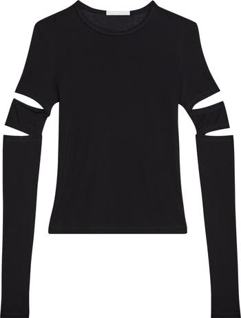 Helmut Lang Slash Sleeve Pima Cotton Blend Knit Top | Nordstrom