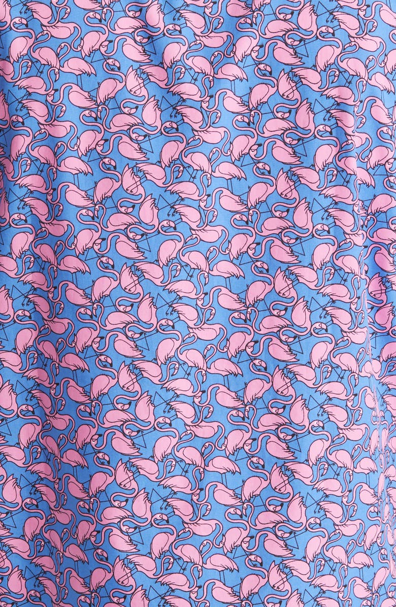 Johnston & Murphy Flamingo Print Short Sleeve Button-Down Shirt, Alternate, color,