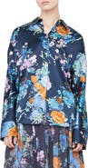 Vince Painted Bouquet Long Sleeve Silk Button-Up Shirt