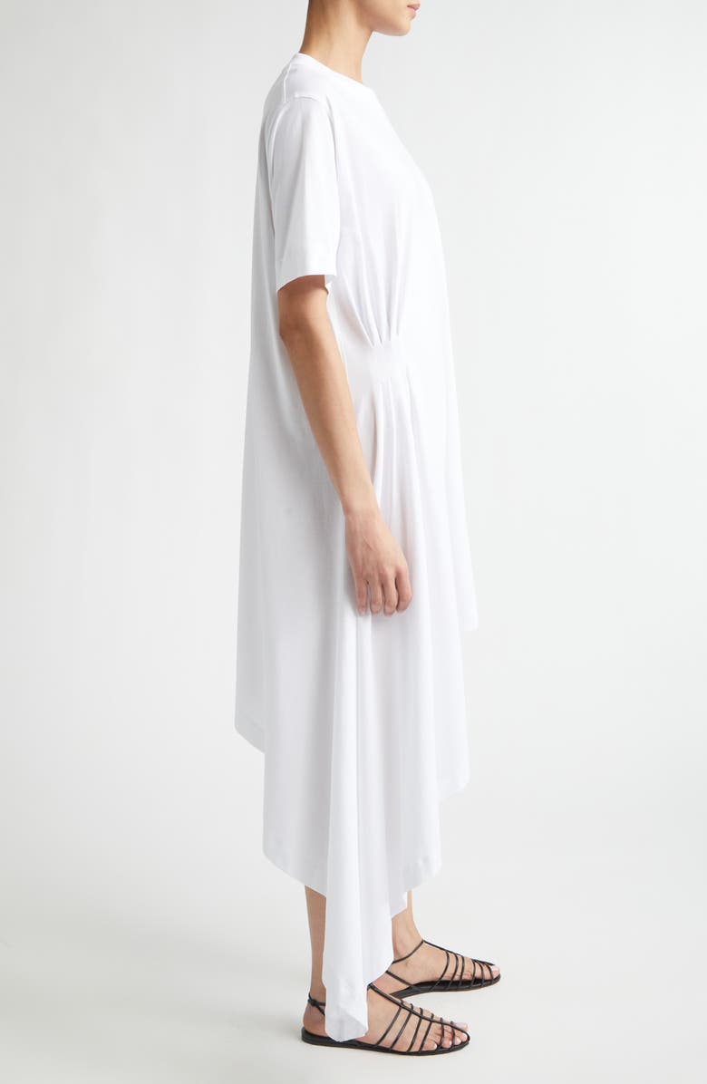 LOULOU DE SAISON Igari Asymmetric Pleated Cotton Knit Dress, Alternate, color, White