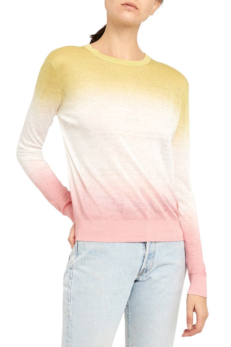 Dual Ombré Linen Blend Sweater, Main, color, PINK/ GREEN