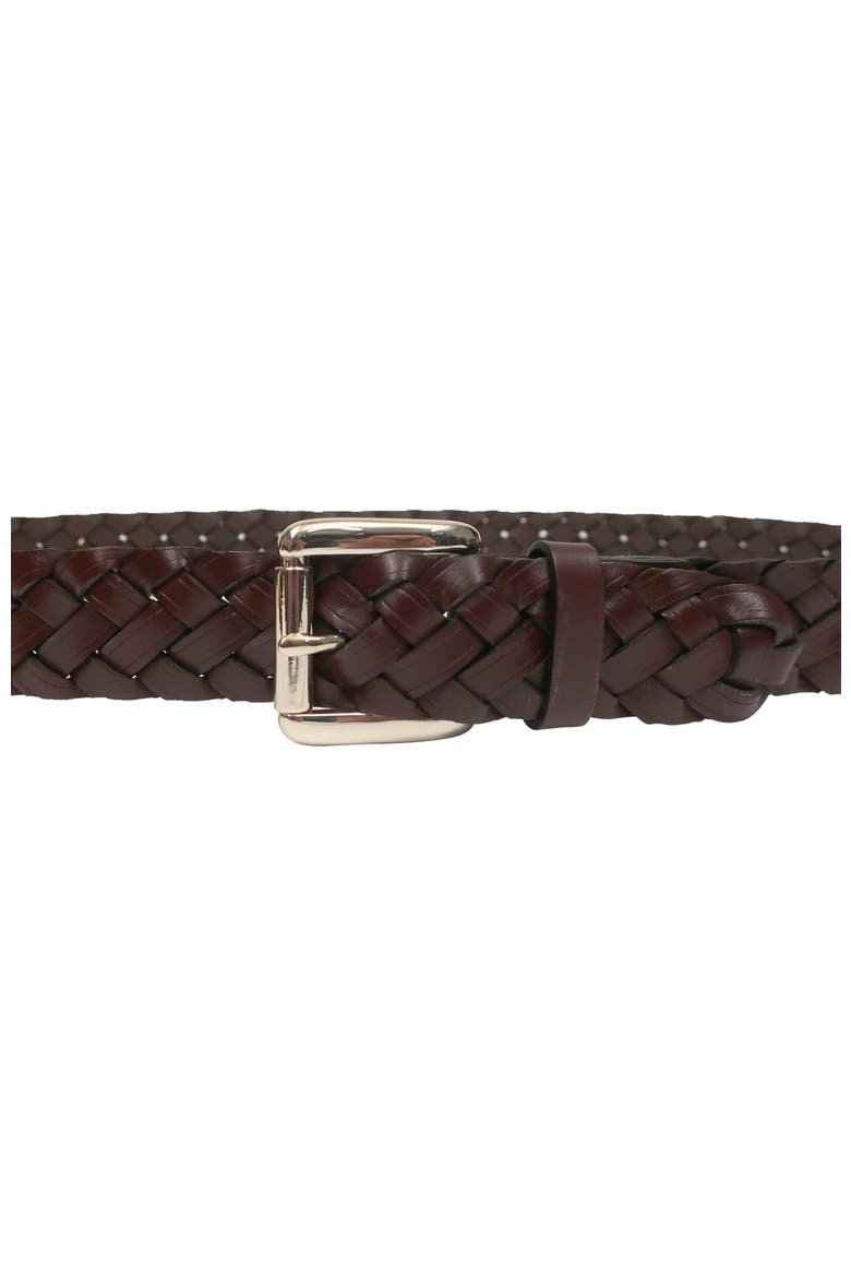 Braided Full Grain Leather Belt, Alternate, color, Brown