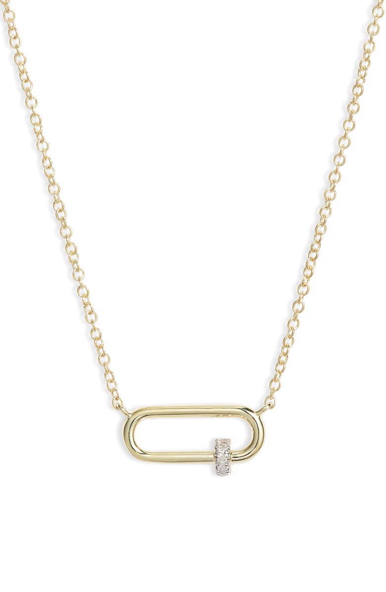 Meira T Diamond Lock Necklace, Main, color, Yellow Gold