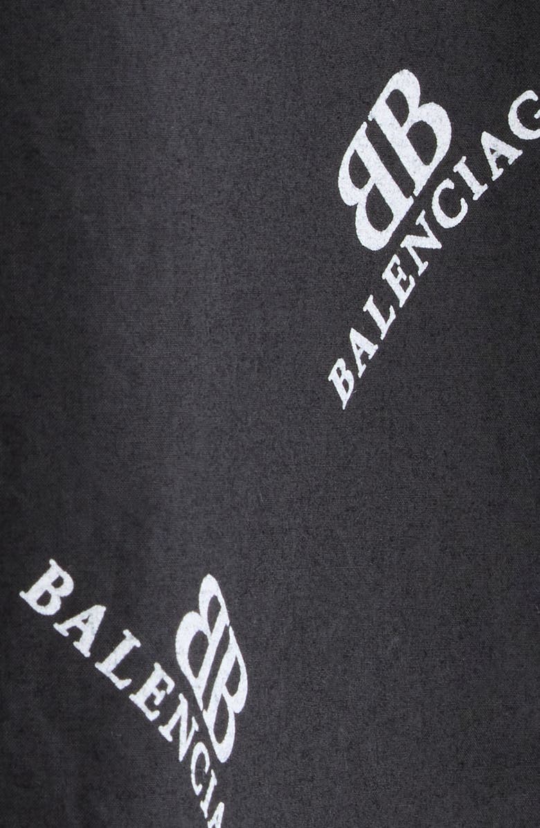 Balenciaga BB Monogram Oversize Short Sleeve Cotton Button-Down Shirt, Alternate, color, 1070 Black/ White