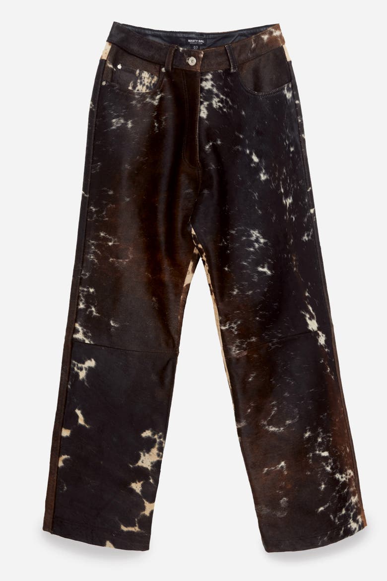 Limited Cow Hide Leather Pants, Alternate, color, Animal