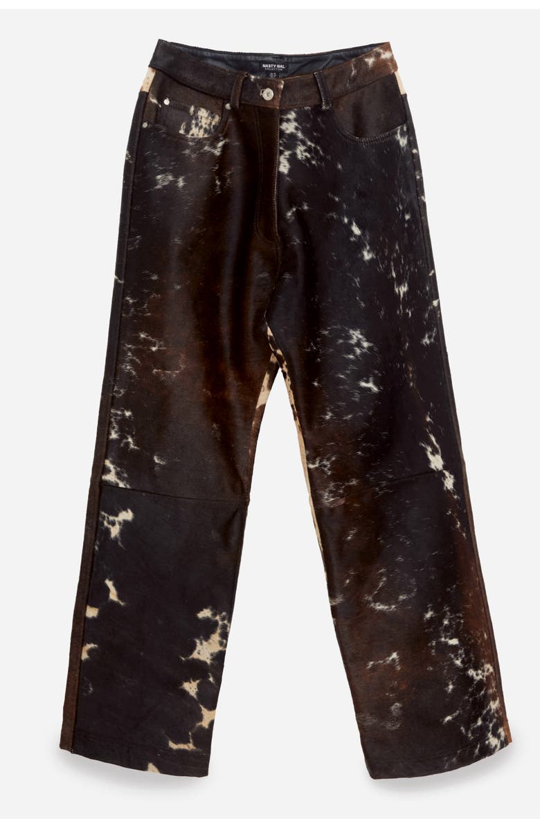 NASTY GAL Limited Cow Hide Leather Pants, Alternate, color, Animal
