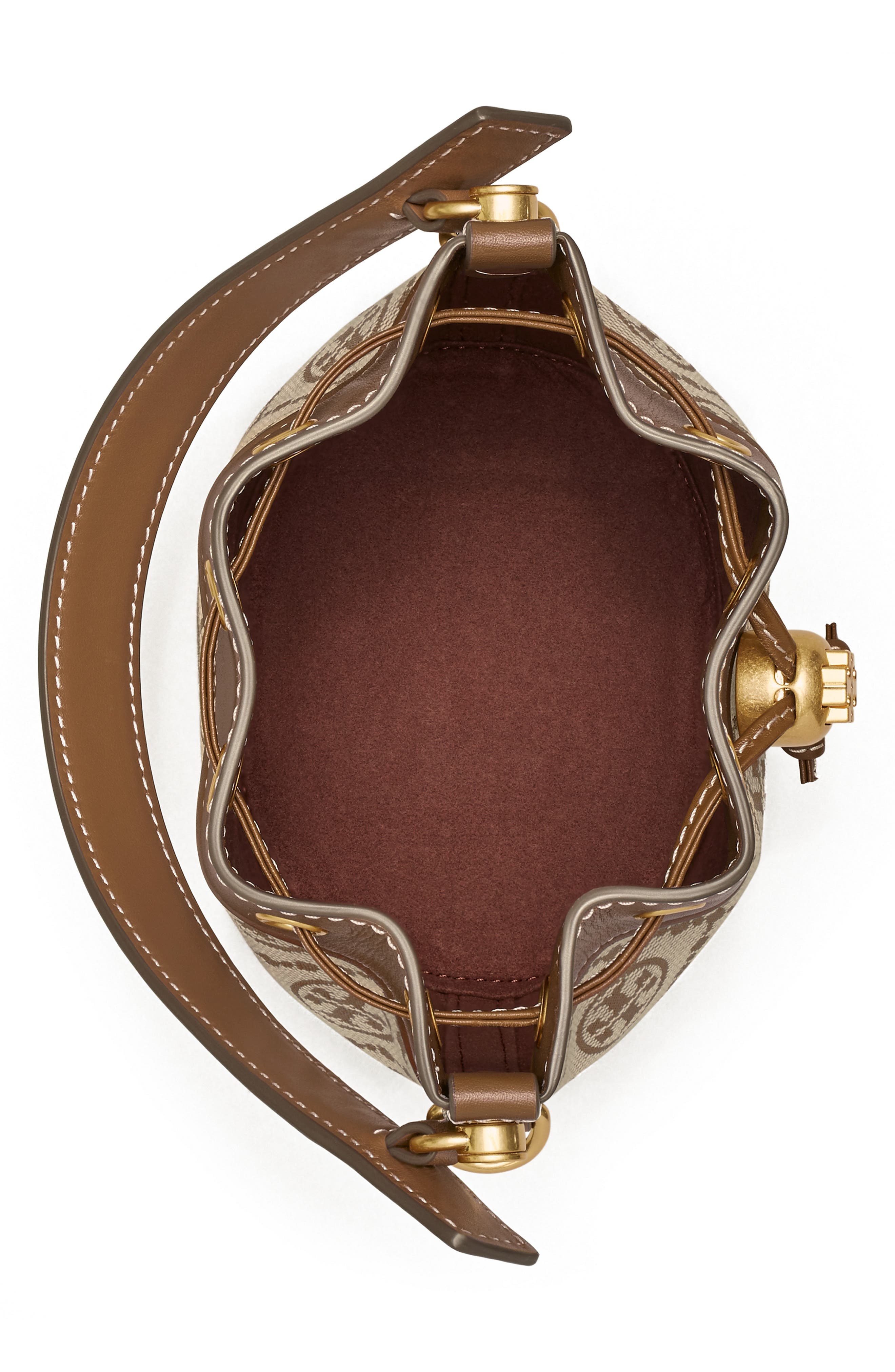 Tory Burch Mini T Monogram Jacquard Bucket Bag, Alternate, color, 