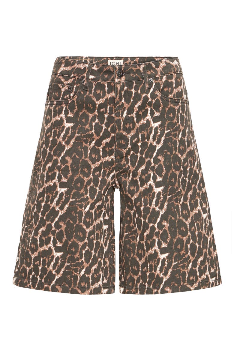 Leopard Print Denim Bermuda Shorts, Alternate, color, LEOPARD